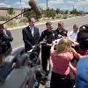 <p>Albuquerque Police Chief Ray Schultz  center  addresses the press following a shooting at Emcore Corp   a fiber optic manufacturer in the top right corner  in the morning on Monday  July 12  2010 in Albuquerque  N M  Schultz flanked by Mayor Richard J  Berry  left  and Public Safety Officer Darren White  right  said the suspect s girlfriend worked in the building  < p>