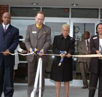 Martin Olagbegi  chairman of the Board of Directors  Defarra Gaymon executive vice president  Mayor Shirley Franklin and Phyllis Moore president cut the ceremonial ribbon