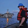 PACIFIC OCEAN  July 24  2009  Boatswain s Mate 3rd Class Thomas McKiernan  assigned to the deck department aboard the aircraft carrier USS George Washington  CVN 73   prepares to approach the