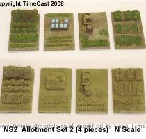 NS2 Allotment Set 2   Comprising 4 pieces with a variety of vegetable crops  cold frames  compost bins and raised beds