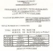 Program of Second Professional BDS Annual Examination 2009   24 12 08