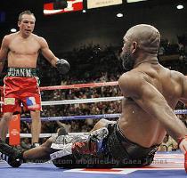 AP Photo Jae C  Hong A view from below  Joel Casamayor  right  found himself looking up moments before being stopped by Juan Manuel Marquez