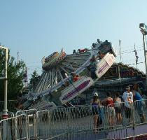 way  It gets to the top fairly quickly and only waits for a few seconds before dropping  It s fun and provides a good rush  but it s not that great  7 10  Celina and Julie rode Wipeout   They were not too impressed with it  We hopped on Dodgem next  They were pretty much ordinary bumper cars  7 10  Garfield s Nightmare  previously Old Mill  was the next