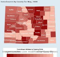 Colorado Foreclosures by county  Credit  RealtyTrac The Colorado Division of Housing recently published a 16 percent increase in foreclosure filings in 2008 over 2007  in its New Statewide