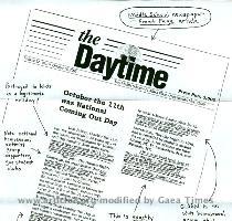 Below is from the F A  Day Middle School newspaper Newton  Massachusetts  Children were informed that National Coming Out Day has been declared an American holiday by our government