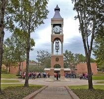 from a carillon  The tower combines an innovative twist on a classic design  symbolizing the advances in modern technology while staying within the traditions of modern education  3  Sam Houston State University bell tower   featuring red brick  a walk way underneath and reaching just about the 100 ft  mark  makes this Southern Texas edifice a good example for Temple to