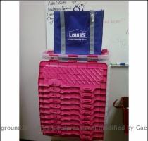 Lowe s in Canton just donated bins and bags for our event on Friday night  Remember ladies  we ll be collecting the following to help women in domestic abuse situations