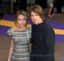 Loading     MIley Cyrus and father Billy Ray Cyrus at the UK premiere of Hannah Montana  The Movie held at the Odeon Cinema in Leicester Square in London on April 23  2009