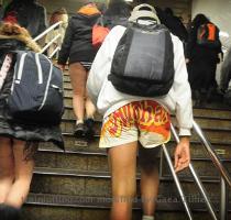 Some 900 New York subway riders braved snow and freezing temps to take part in a No Pants  Subway Ride from Foley Square to Union Square   No Pants  went on in 10 cities around the world