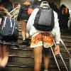 Some 900 New York subway riders braved snow and freezing temps to take part in a No Pants  Subway Ride from Foley Square to Union Square   No Pants  went on in 10 cities around the world