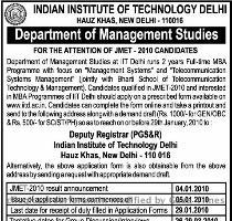 Declaration of admission result  21th April 2010  To view the notification Click here