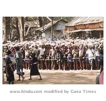 restaurants that line the route right up to the temple also use the same water  which they dump  along with garbage  back to the river  RADHAKRISHNAN KUTTOOR The flow of pilgrims to the hill top temple being regulated at Marakkoottam on the trekking path in view of the heavy rush  Several solutions have been suggested for